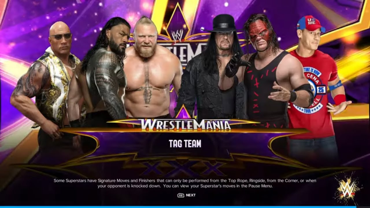 Roman Reigns The Rock & Brock Lesnar vs John Cena The Undertaker & Kane | tag team match