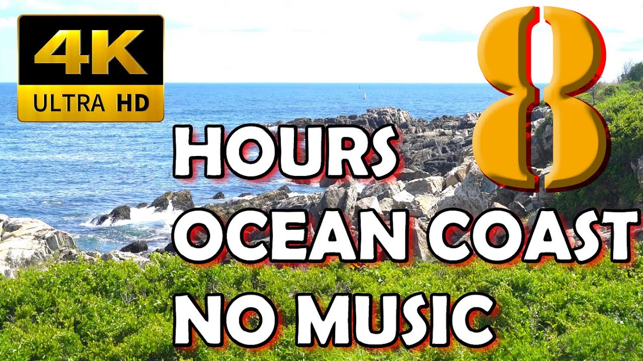 Ocean Waves Virtual Window 4K - Relaxation, Meditation Sounds (NO MUSIC) - 8Hrs