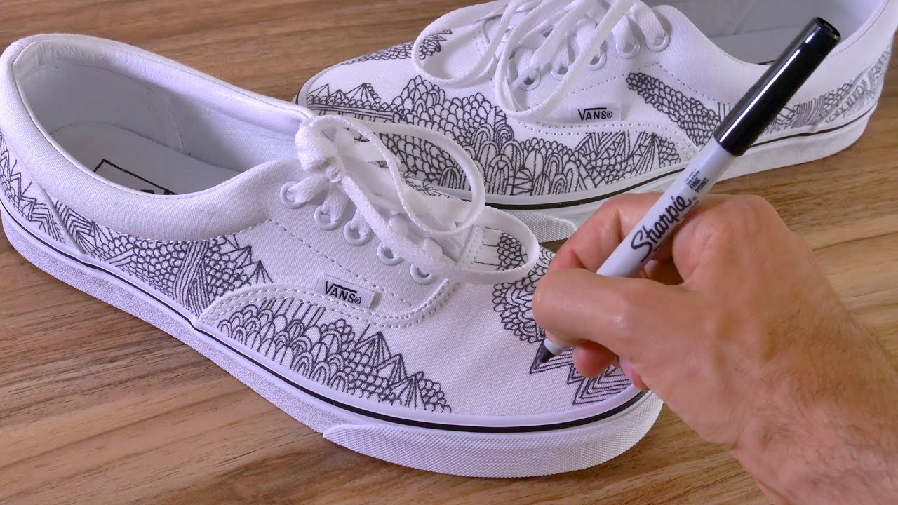 Drawing on my VANS shoes (Make Your Own Custom Vans Sneakers) - Timelapse