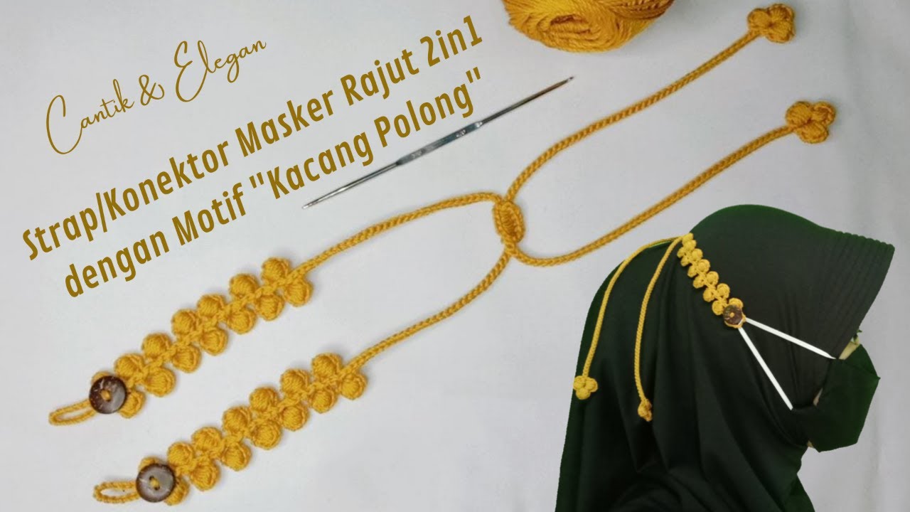 Kalung + Konektor Masker Rajut 2in1 Motif 