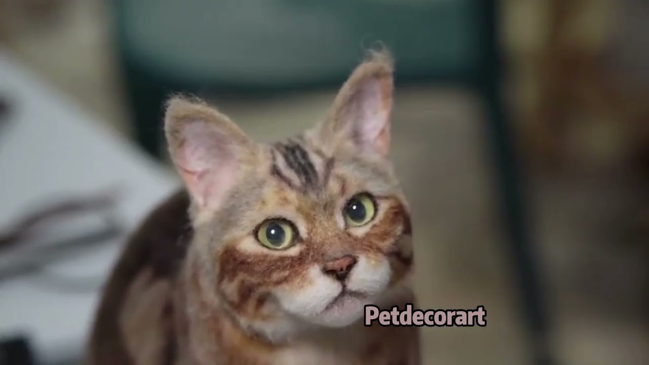 Handmade Pet Art Process | How Petdecorart Creates a Stunning Cat Sculpture with Wool Felt