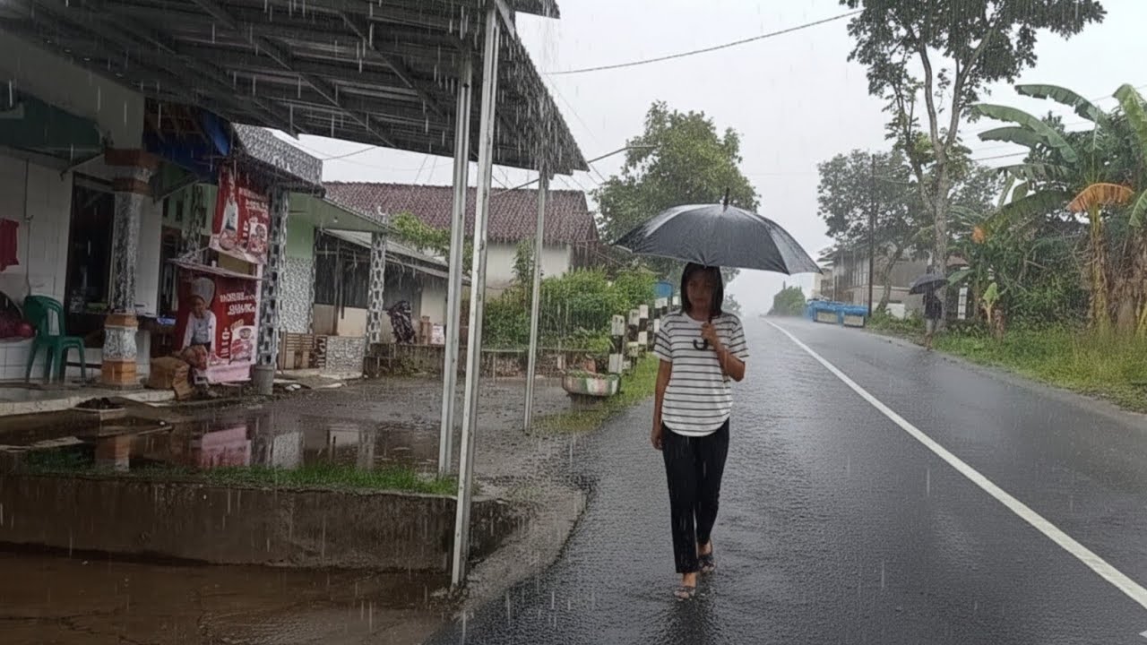 Heavy rain in Indonesia village | calm the mind overcome hard to sleep