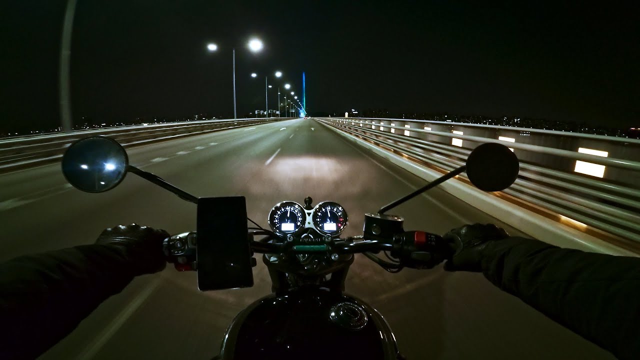 트라이엄프T120 서울 야간라이딩 Triumph Bonneville T120 Pure Exhaust Sound