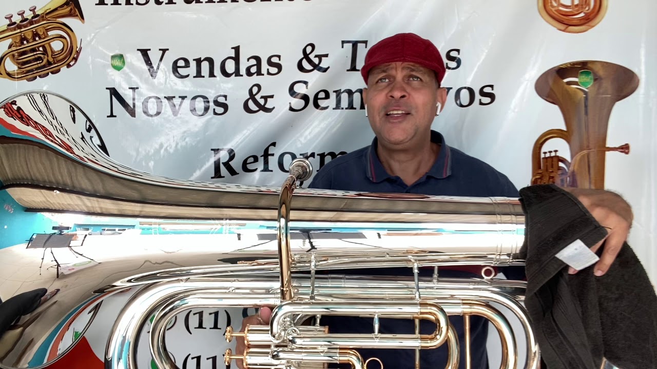 Papo de Tubista Tuba J981 prata com ouro 4/4 4 pistos Casa das tubas