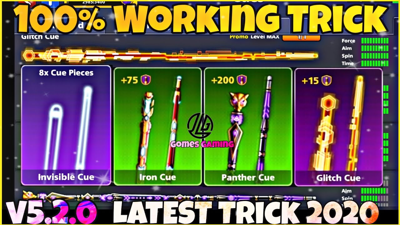 🔴8 Ball Pool - Free Invisible-Glitch-Iron-Panther Cue Max Trick in v5.2.0 | 100% Working Trick🔴
