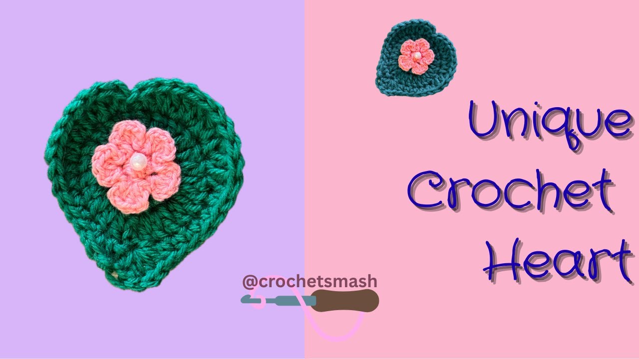 Как связать крючком сердечко с цветочной сердцевиной 🌸 (Уникальный узор из 3 рядов)/Цветочное сер...
