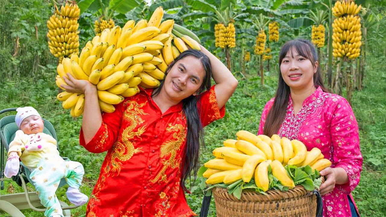 Harvesting Bananas and Taking Them to the Market to Sell - Daily Farm Work | SURVIVAL ALONE