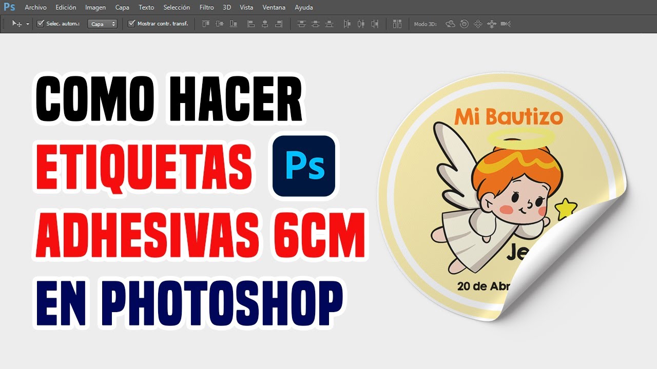 Como Hacer Etiquetas Adhesivas Circulares 6cm en Photoshop.