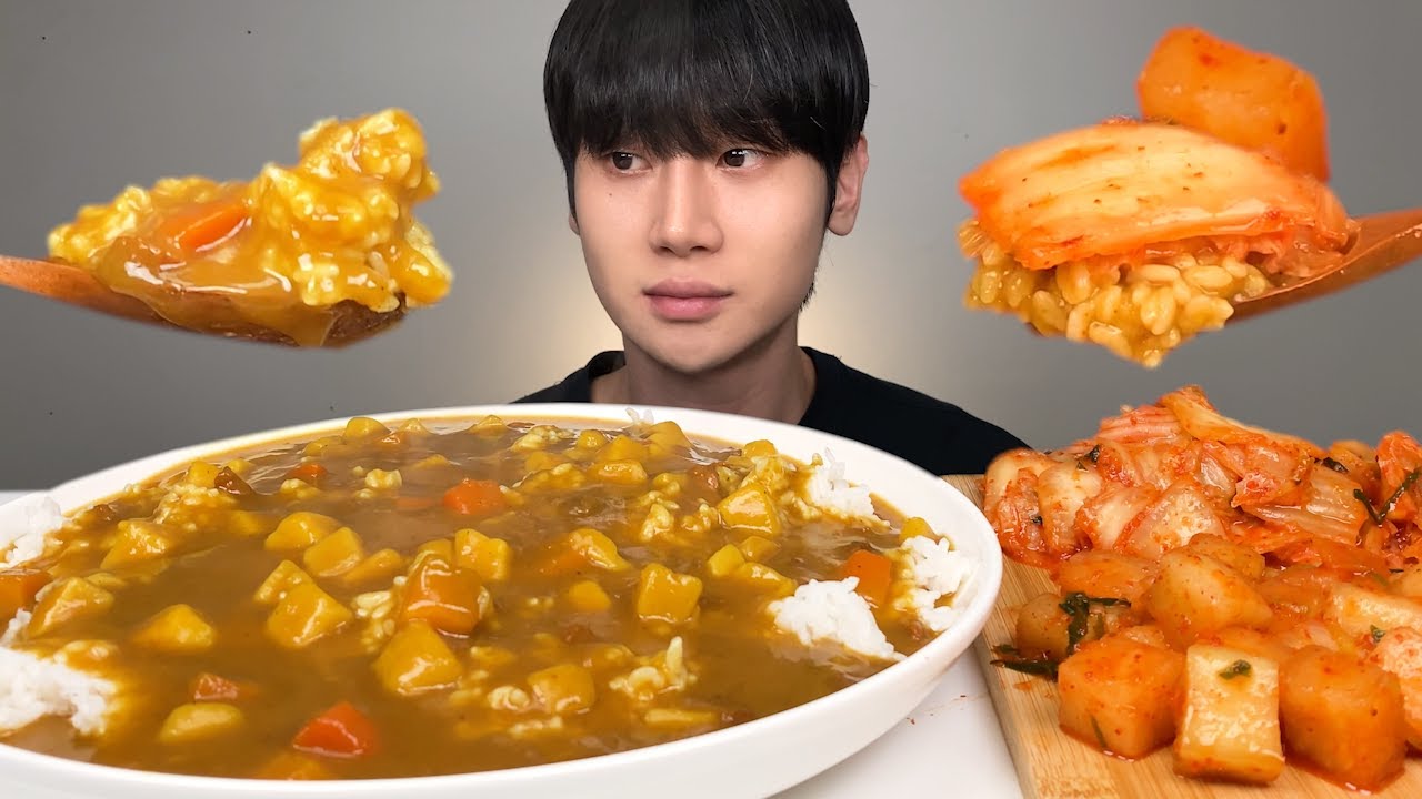 대왕 카레 & 깍두기, 배추김치 먹방~! 리얼사운드 ASMR Curry & Kimchi, Kkakdugi MUKBANG EATING SHOW