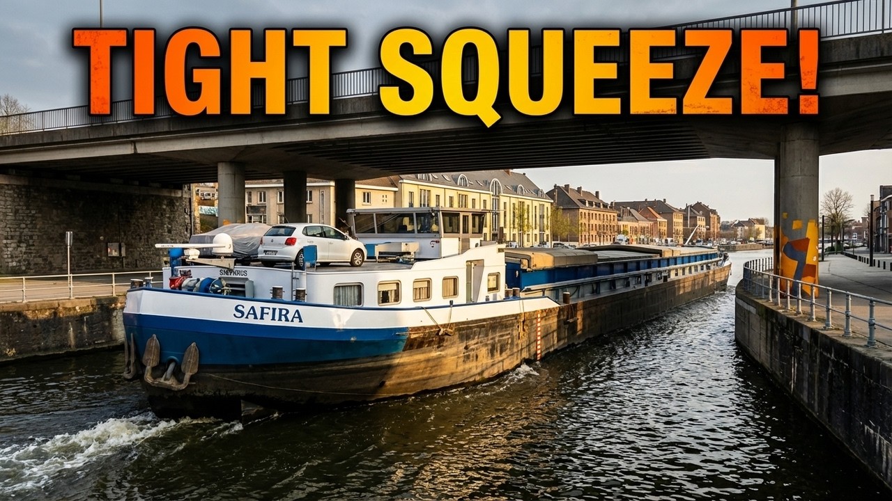 MASSIVE BARGES! 🚢✨ Cargo Ships Navigating Medieval Tournai: Belgium to France & Holland 🇧🇪🇫🇷🇳🇱