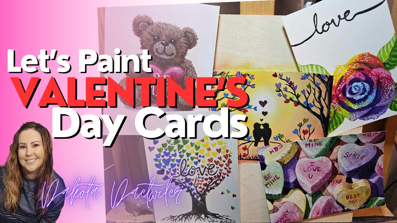 Valentine's Day Painting Tutorial #5 of 5 - Love Birds - Hand Painted Valentine's Day Cards