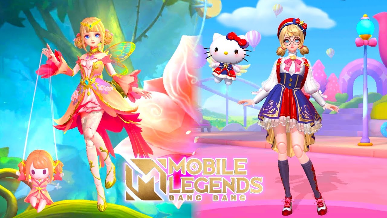 Скин Angela Heartstring Sanrio Collab против скина Floral Elf Collector | MLBB