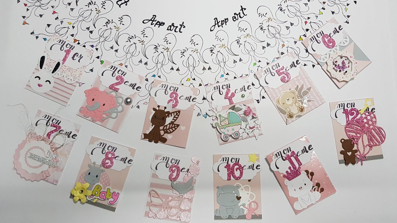 CARTES ETAPES POUR ALBUM PHOTO NAISSANCE. SCRAPBOOKING. PARTIE1