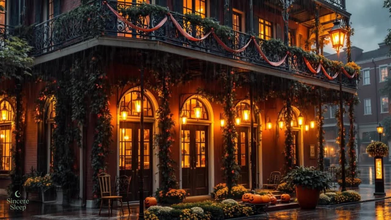 Cozy September Rain on Magazine Street – New Orleans Fall Ambience, Soft Rain, Pumpkin Decor
