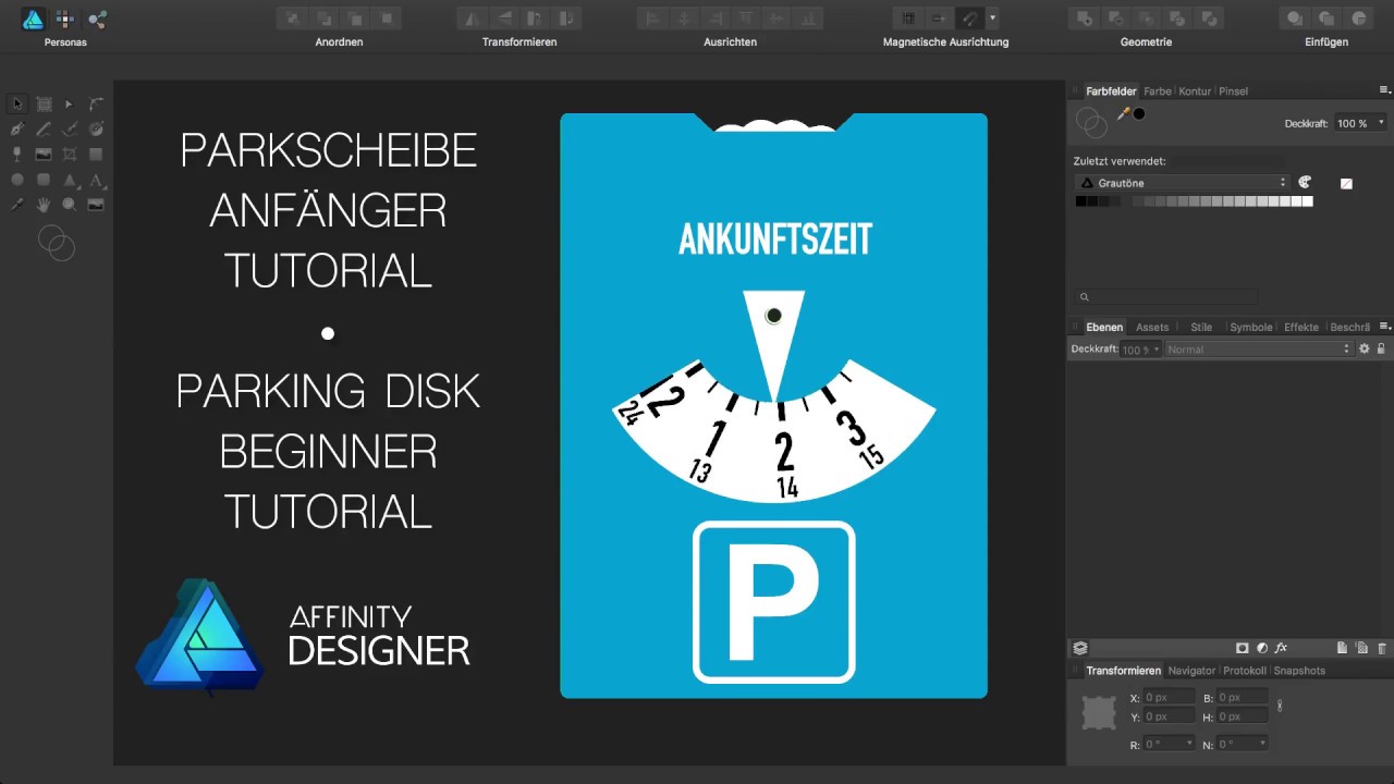 Affinity Designer - Parkscheibe Anfänger Tutorial [Deutsch]