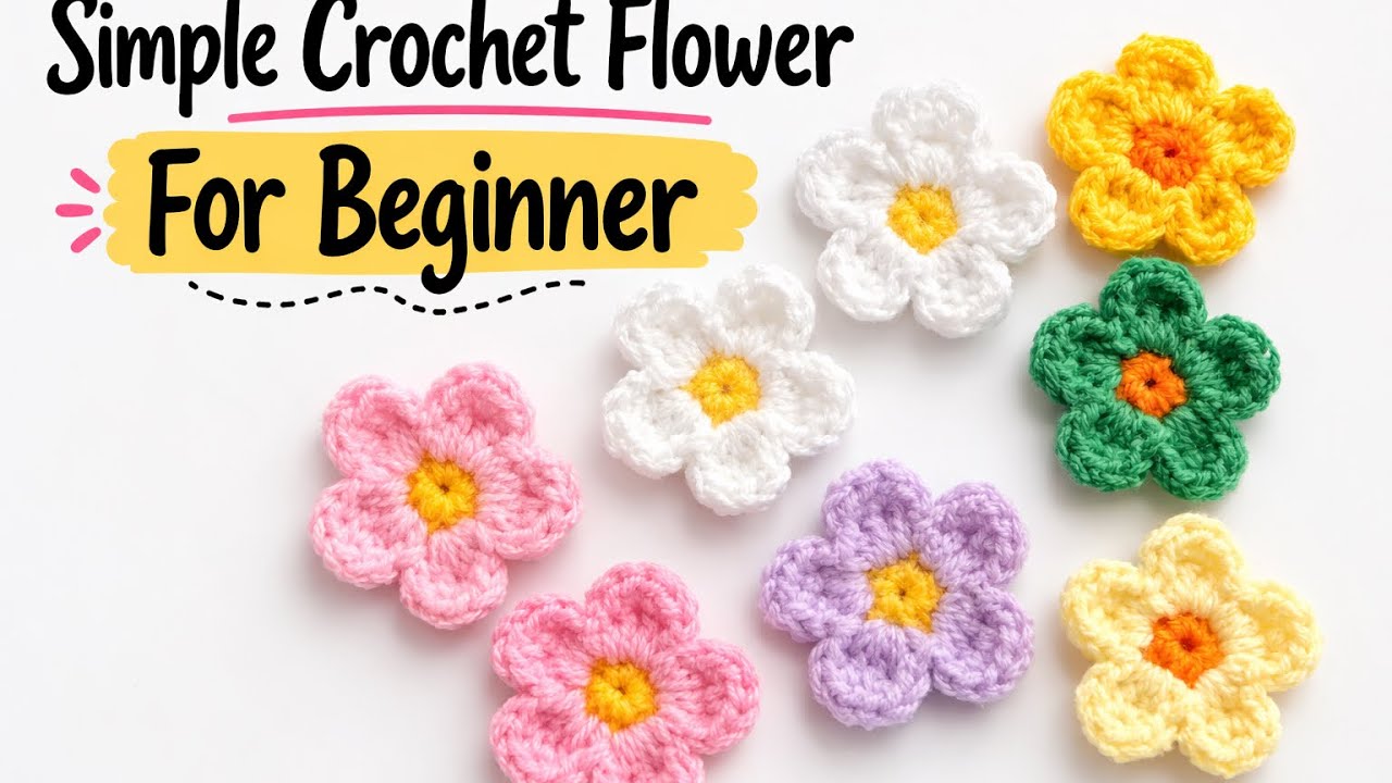  How to crochet Simple Daisy Crochet Flower for Beginner | Easy Crochet Flower