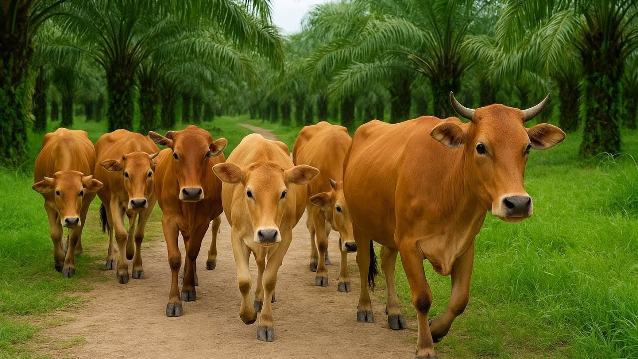 Sapi Lembu Jinak Berkeliaran di Ladang yang Luas | Suara Sapi Moo Asli
