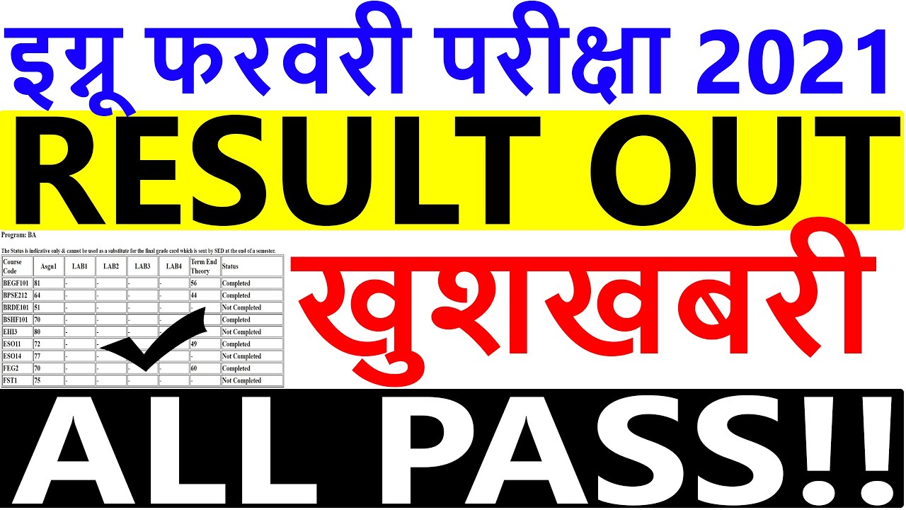 IGNOU FEB  2021 EXAM RESULT UPDATE | DEC 2020 EXAM RESULT OUT Assignment Marks & Grade CARD OUT