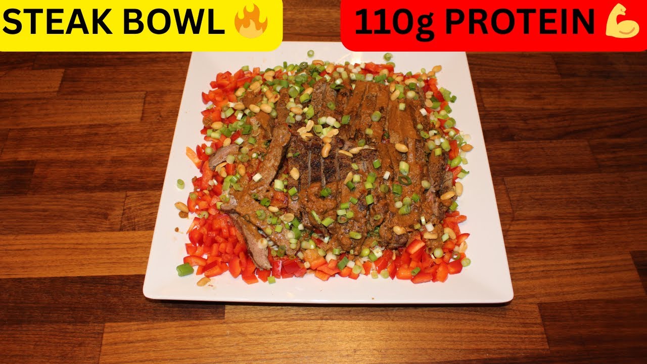 24 Erdnuss Rindersteak Bowl 😍 | 110g Protein • Perfekt für Meal Prep (3 Portionen)
