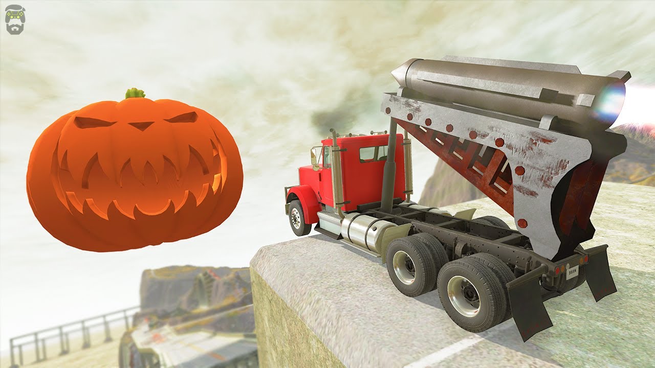 BeamNG.Drive - Cars Jumps And Crashes On Halloween Pumpkin 🎃