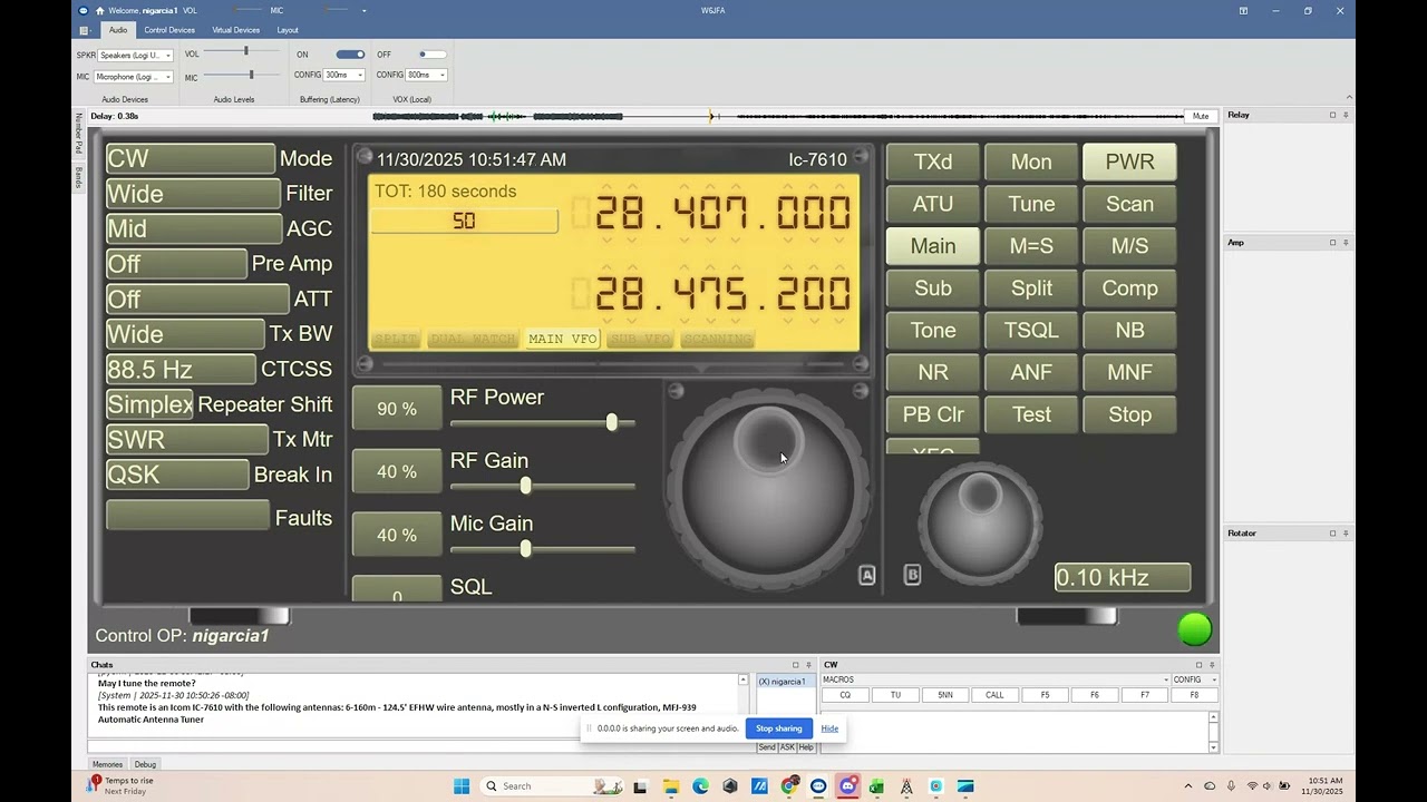 Funcionalidad de la aplicacion RCFORB para transmision remota de Radio (HF/VHF)