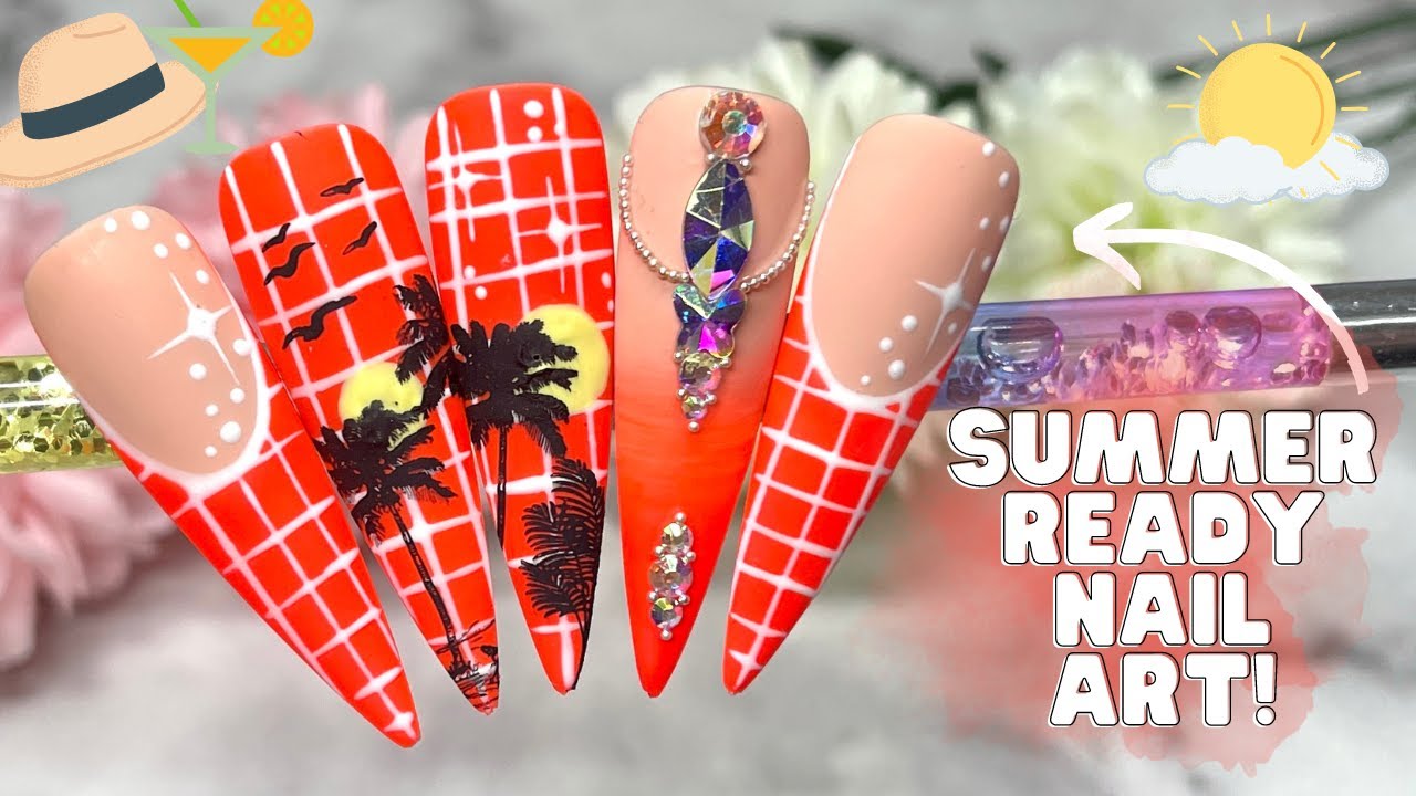 BE SUMMER READY WITH THIS NAIL ART DESIGN | PALM TREE SUNSET NAIL DESIGN| STAMPING NAILS| MADAM GLAM