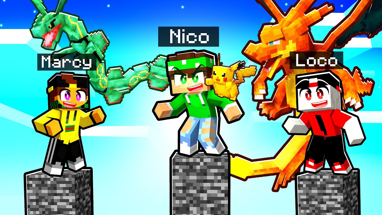 SOPRAVVIVI CON I POKEMON su UN PILASTRO DI BEDROCK su MINECRAFT!