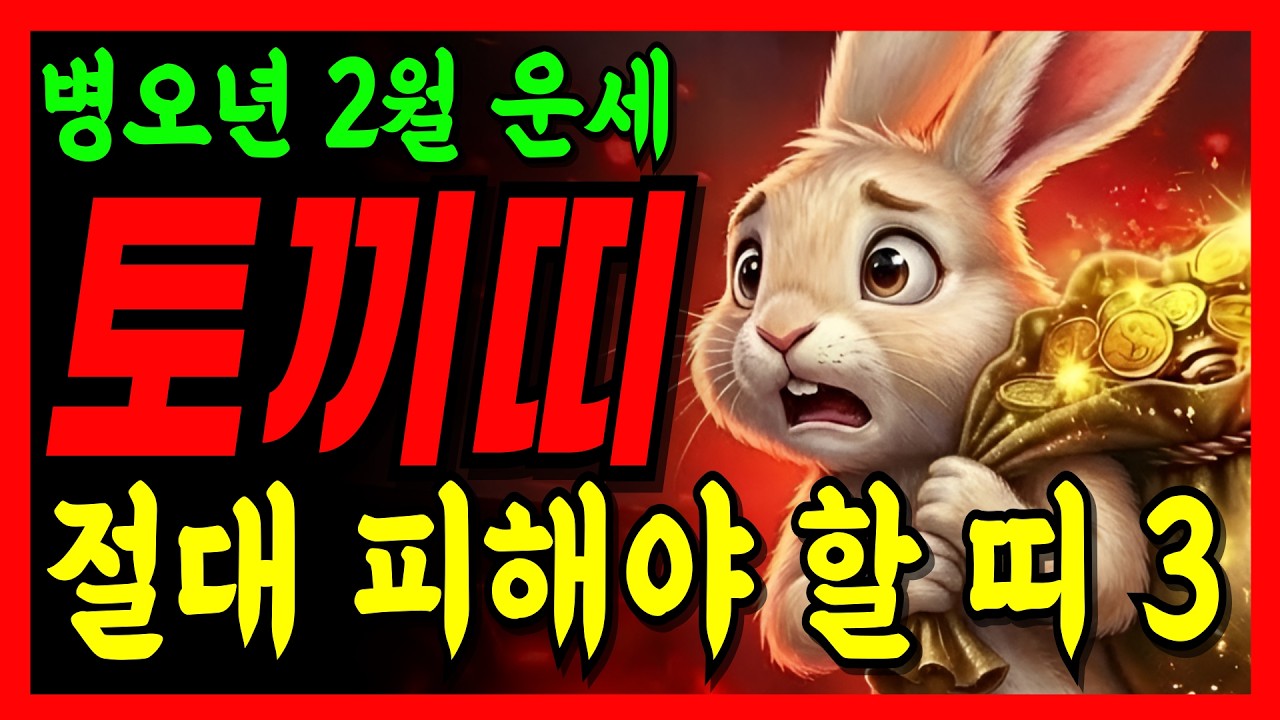 [2026년 2월 토끼띠] 절대 피해야 할 상극띠 3가지!!  토끼띠운세 #1951년생 #1963년생 #1975년생