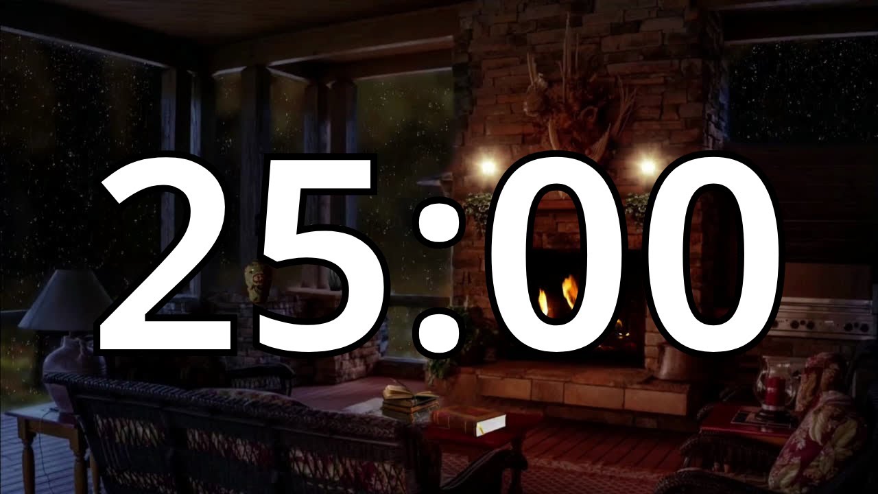 25 Minutes Fireplace Timer with Relaxing Music | Fire crackling Sounds |  Fireplace Background