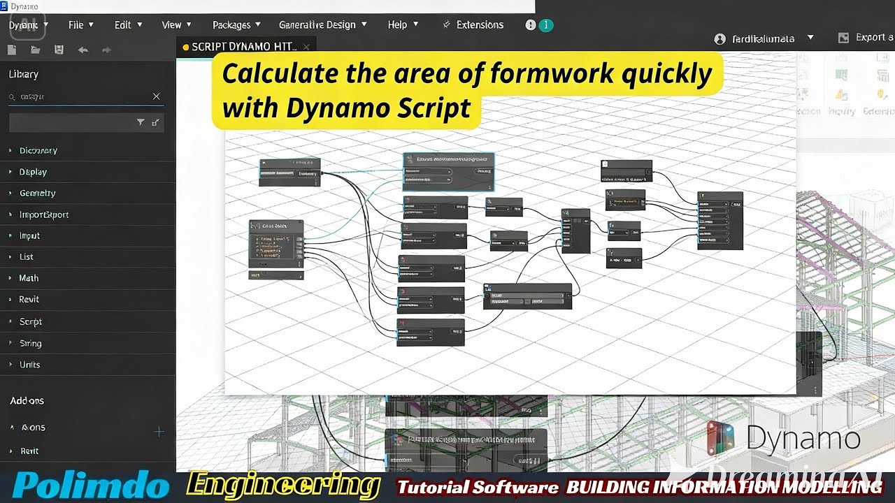 Расчет площади опалубки с помощью скрипта Dynamo (Autodesk Revit)