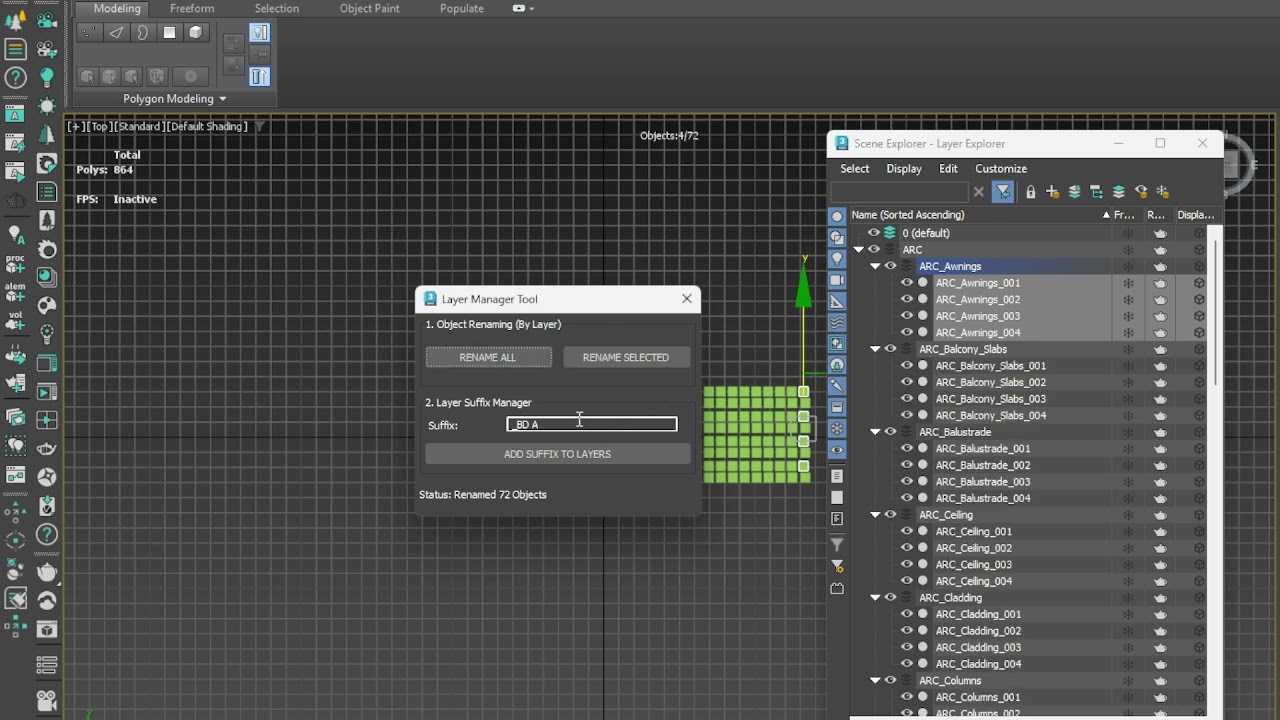 Layer-Based Object Renamer & Layer Suffix Manager for 3ds Max