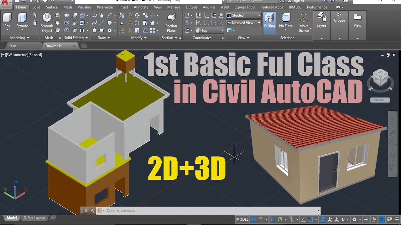 AutoCad 1st Basic complete class 2D + 3D | civil AutoCad full class | civil engineering