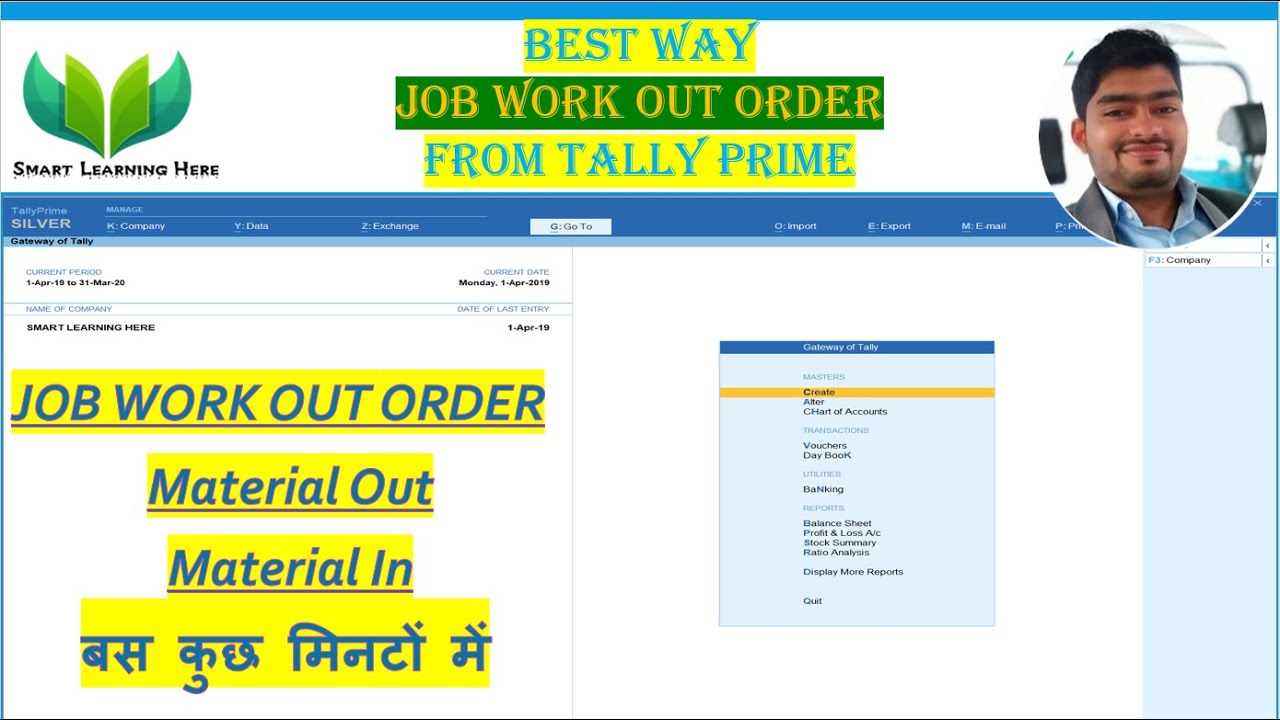 Job work Out Order Process in Tally Prime - Job Work out Order Tutorial in Tally Prime in Hindi