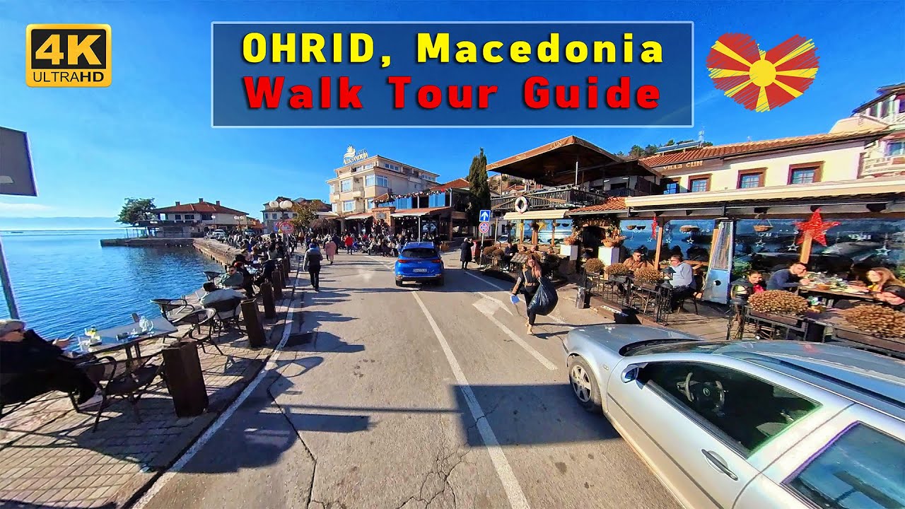 OHRID Walk Tour Guide (2022)【4K】Lake, Port, Beach, Church Sophia & Kaneo | Macedonia Travel Journey