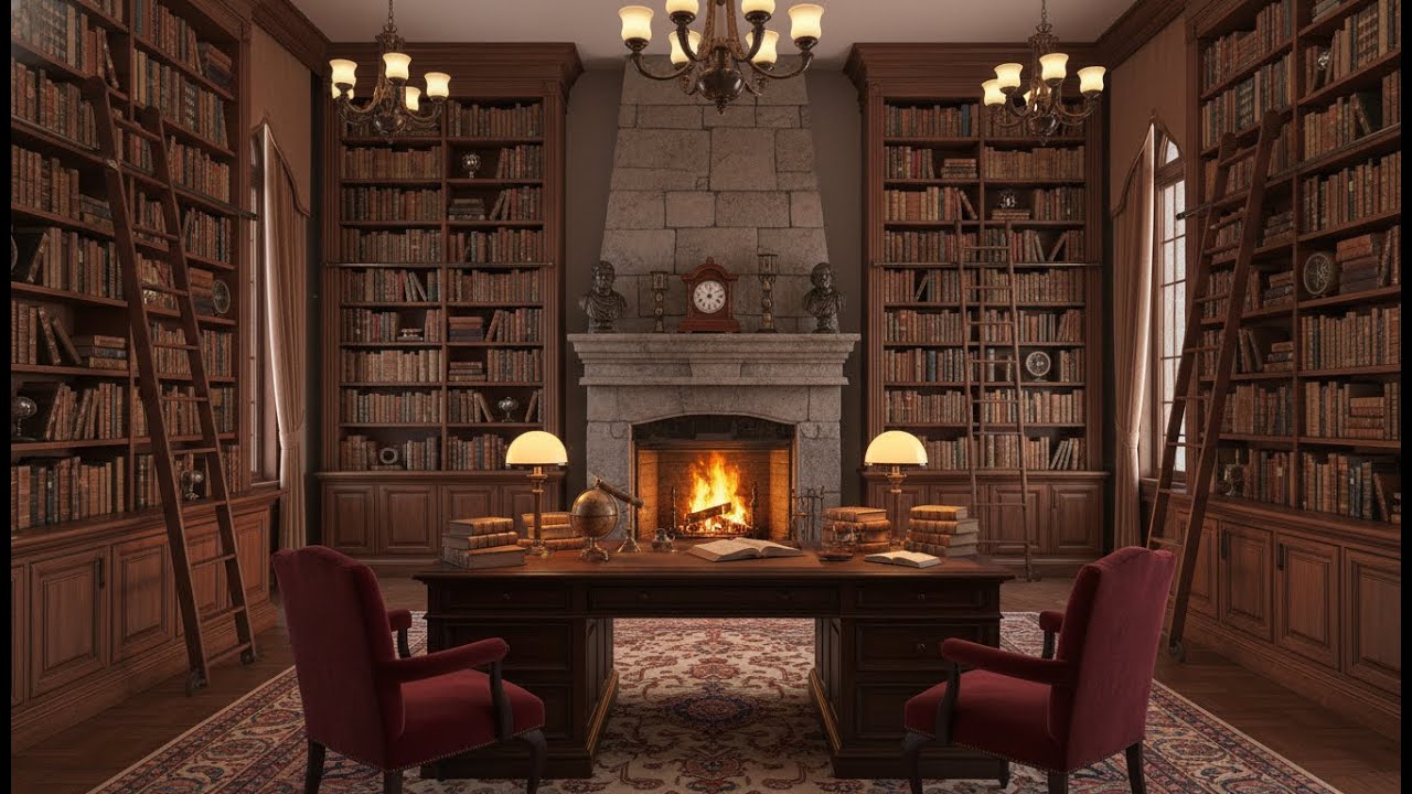 Cozy Reading Nook 🍂 Calm Dark Academia Background