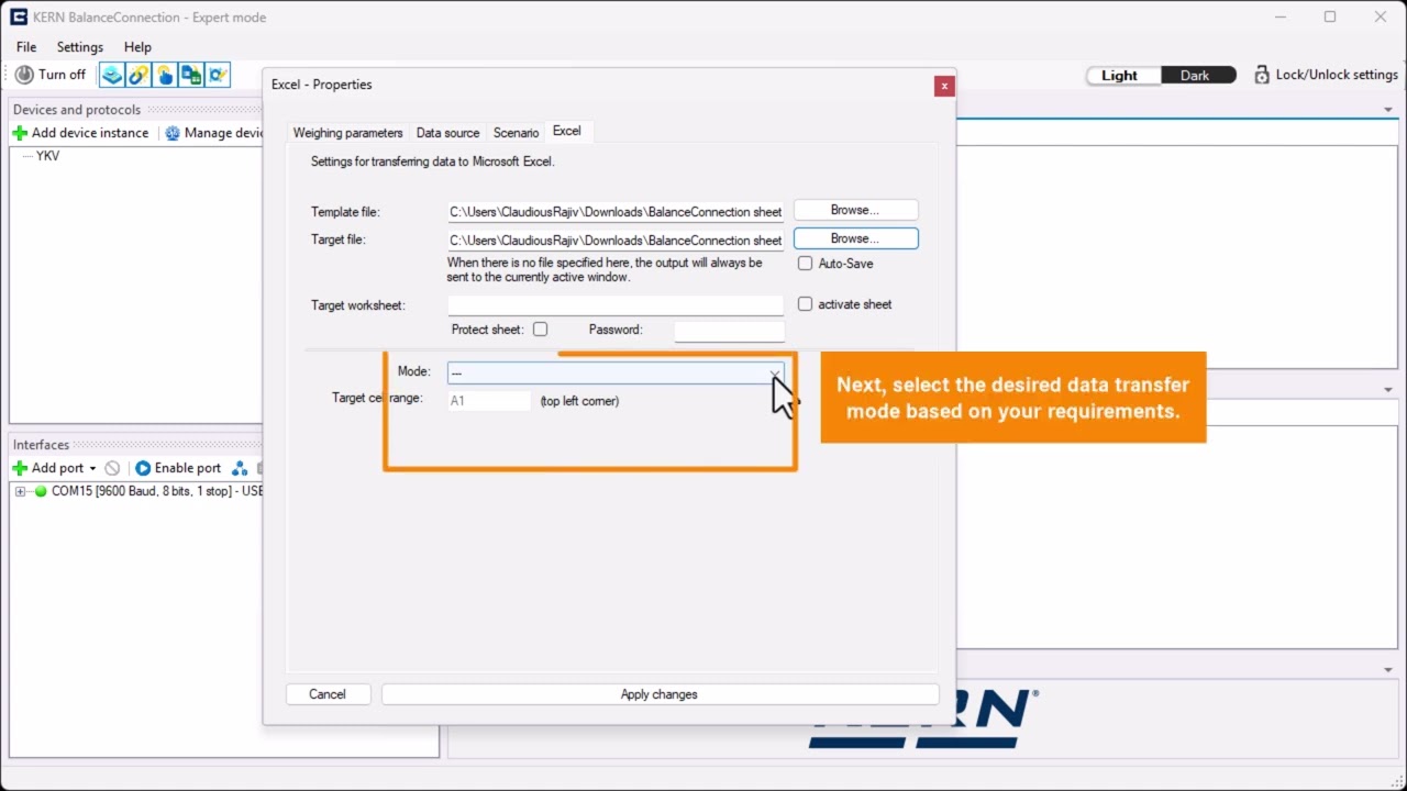 KERN Software BalanceConnection – Excel Output Method Tutorial