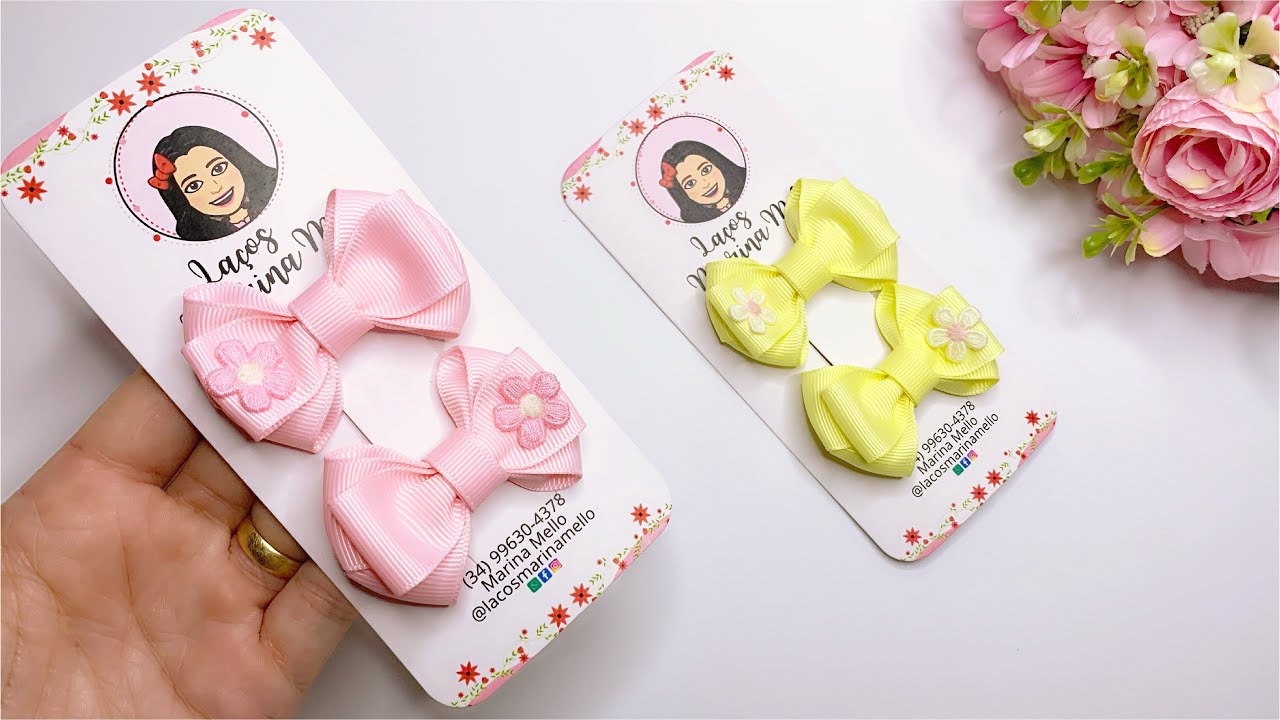 PARZINHO DE LA&Ccedil;O CRUZADO COM GRAVATINHA NA FITA N5/F&aacute;cil e Lucrativo #diy 🎀By Marina Mello