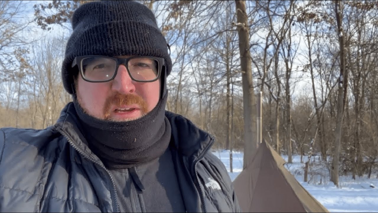 Snowy Winter Camping in a Hot Tent, Hiking to a Lake, and SPAM for Breakfast