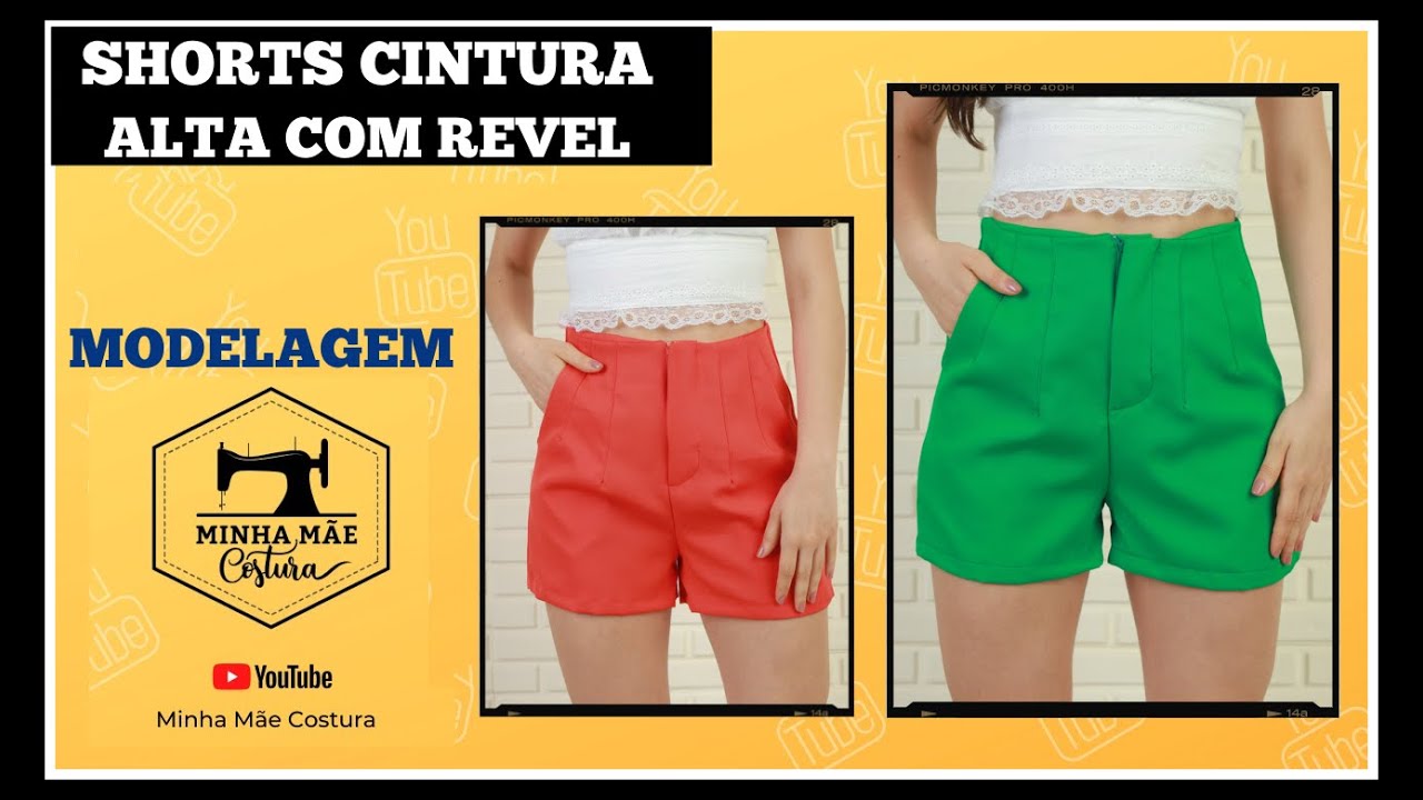 SHORTS CINTURA ALTA COM REVEL - PASSO A PASSO DA MODELAGEM