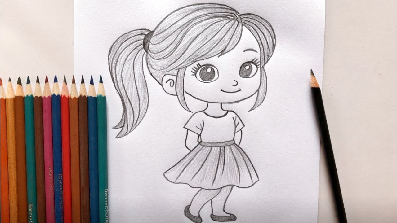 Desenho FÁCIL de Menina para Iniciantes com Arte a Lápis 🥰