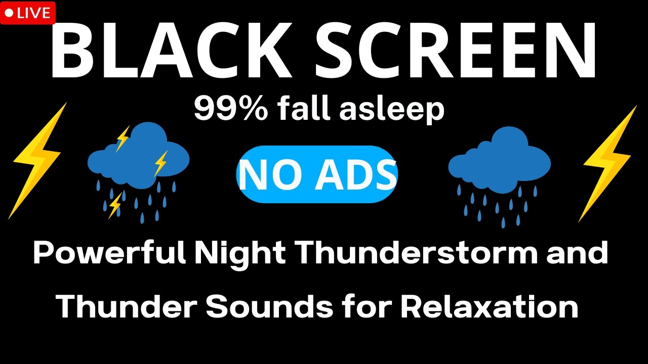 🔴 Defeat Insomnia in 3 Minutes - Powerful Night Thunderstorm and Thunder Sounds for Relaxation