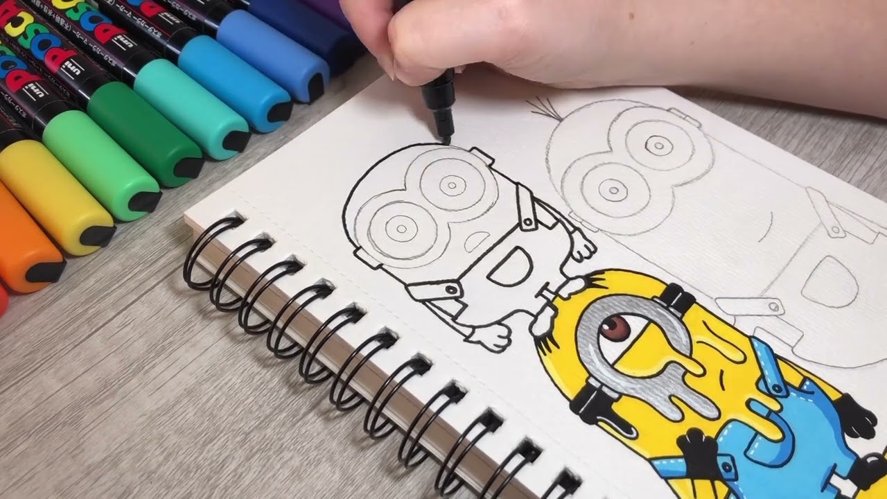 Drawing MINIONS in 3 DIFFERENT effects with Posca Markers!?!