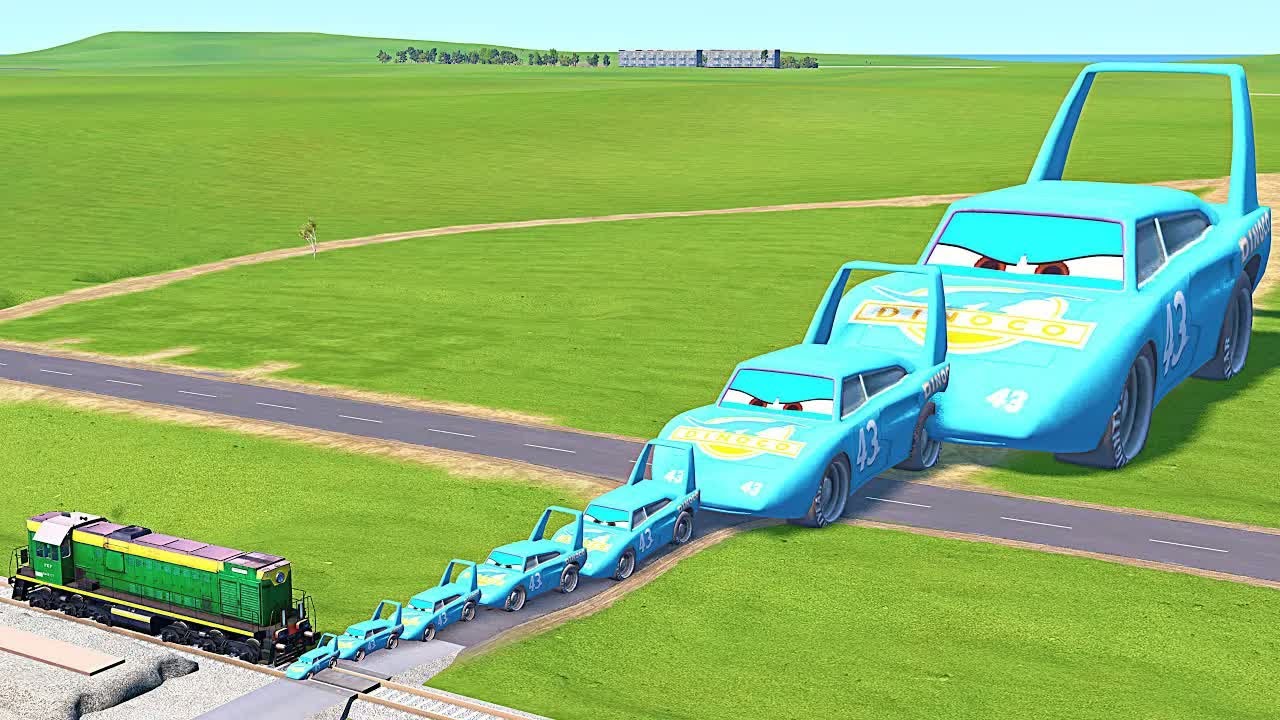 Big & Small Lightning McQueen Monster Wheels vs Pixar Cars with Big Wheels in BeamNG Drive #6
