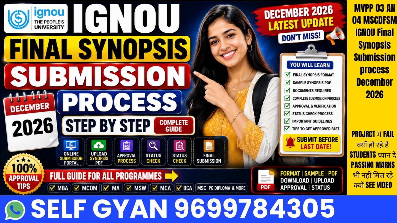 MVPP 03 AND 04 MSCDFSM IGNOU Final Synopsis Submission Process December 2026, IGNOU project IGNOU...