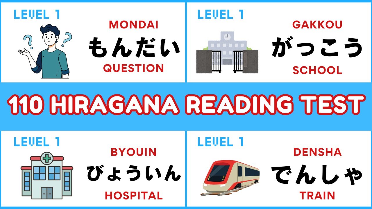 Hiragana Reading Test - Easy to Hard (Learn 110 Japanese Words)