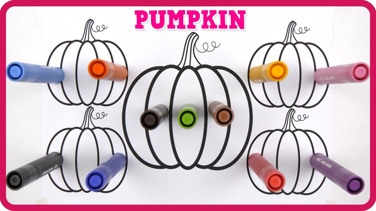 ( Vegetables ) Pumpkin Drawing and Marker Rainbow Coloring | Akn Kids House