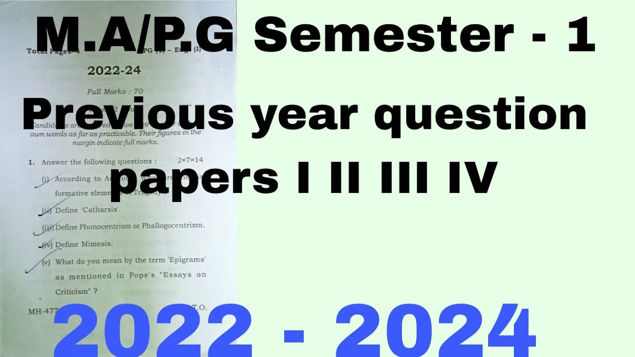 M. A/P.G. previous year question papers sem -1 English Honours paper -I II III IV #vbu