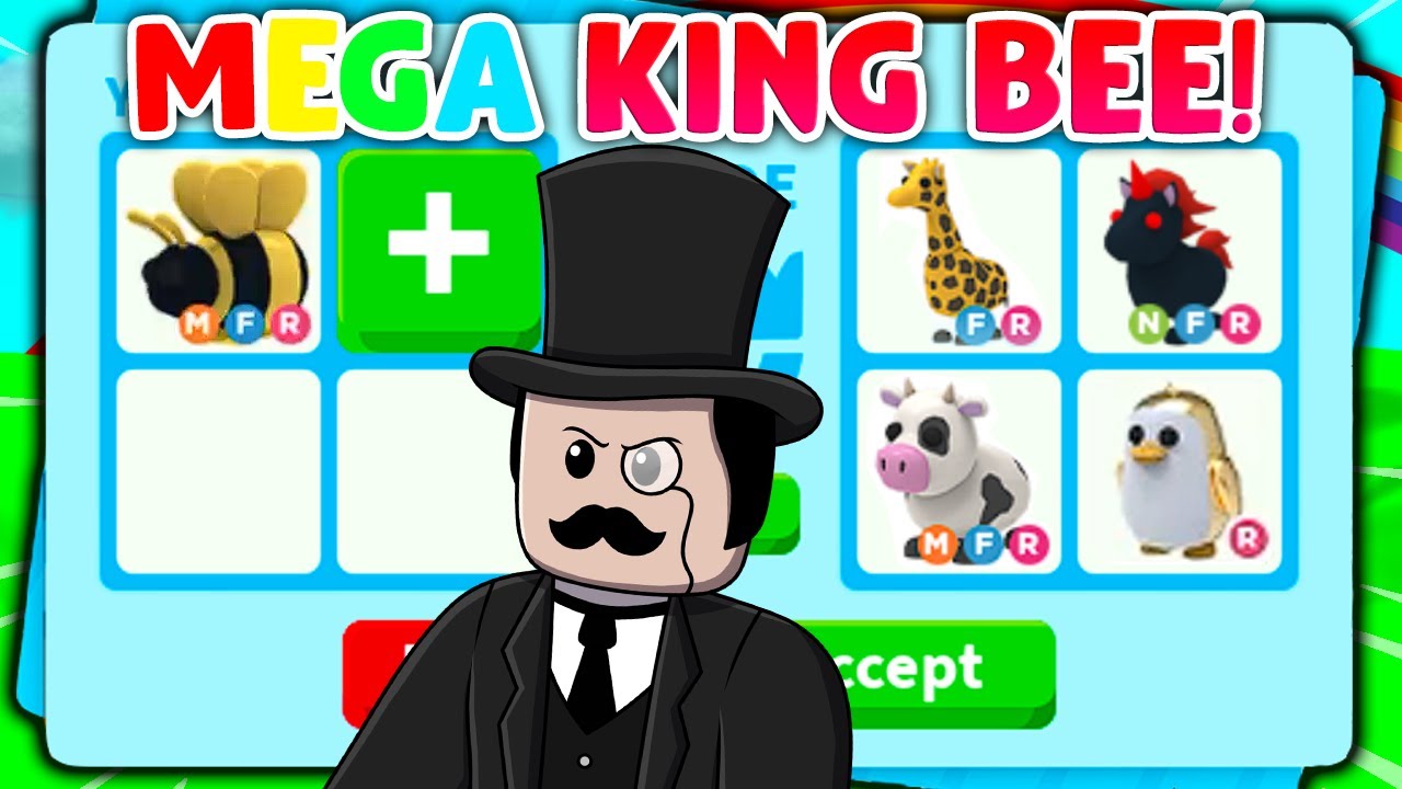 Trading MEGA NEON KING BEE in Rich Adopt Me Server (Roblox trading proof)