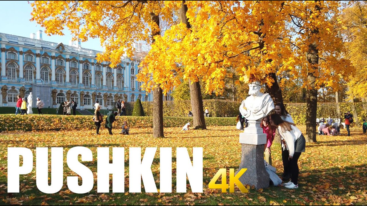 Catherine Park, Tsarskoye Selo, Pushkin autumn walking tour 4k 60fps