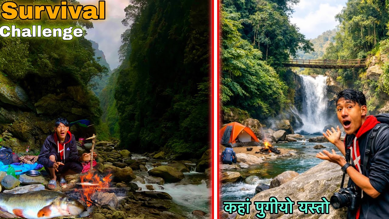 Fishing and Camping ! Danger Survival Challenge ! Camping in Forest ! Fishing in Nepal 